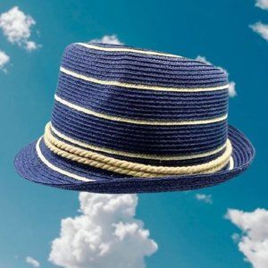 Lands' End Navy Striped Nautical Fedora Kids OS